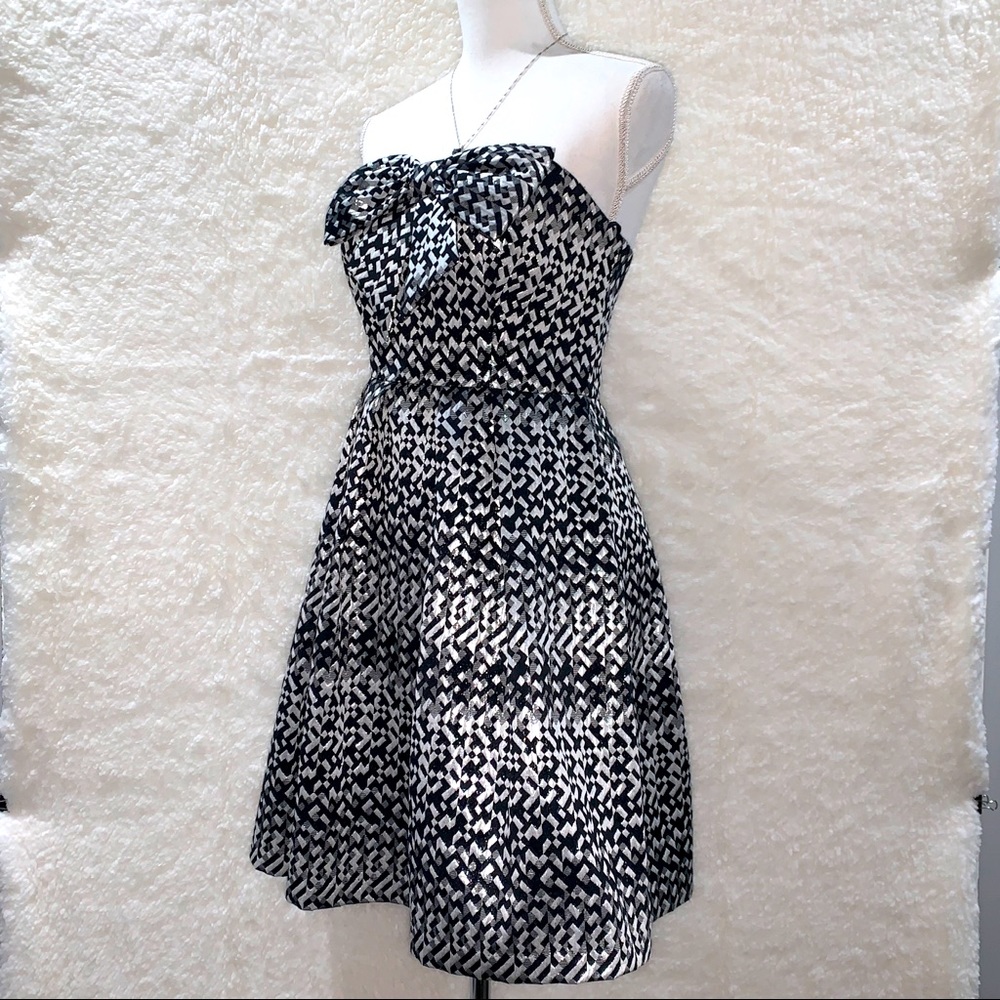 Eva Franco Size 4 Vera Dress Bow Black Silver - Picture 8 of 12